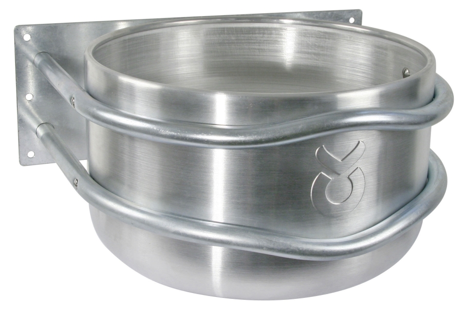 Feed trough aluminium, round, 44x38x23 cm, straight mounting