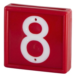 [KER_208478] Nummerblok, 1-cijf., rood m. witte nummers (9=6)